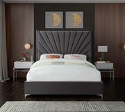Gray velvet queen size bed w/ metal legs by Meridian additional picture 2
