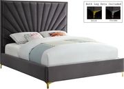 Gray velvet queen size bed w/ metal legs by Meridian additional picture 4