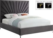 Gray velvet full size bed w/ metal legs by Meridian additional picture 4