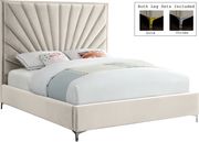 Cream velvet queen size bed w/ metal legs by Meridian additional picture 4