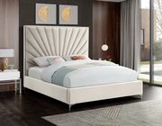 Cream velvet full size bed w/ metal legs by Meridian additional picture 3