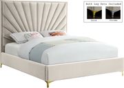 Cream velvet full size bed w/ metal legs by Meridian additional picture 4