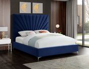 Navy velvet full size bed w/ metal legs by Meridian additional picture 3
