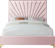 Pink velvet queen size bed w/ metal legs by Meridian additional picture 3
