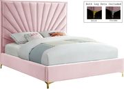 Pink velvet full size bed w/ metal legs additional photo 4 of 3
