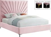Pink velvet king size bed w/ metal legs by Meridian additional picture 4