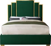 Green velvet contemporary king bed w/ golden base by Meridian additional picture 2