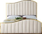 Curved golden frame / cream velvet bed by Meridian additional picture 3