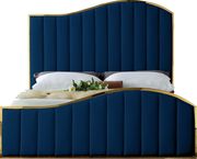 Curved golden frame / navy velvet king bed by Meridian additional picture 2