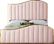 Curved golden frame / pink velvet king bed by Meridian additional picture 2