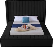 Channel tufting / storage black velvet king bed additional photo 3 of 3