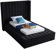 Channel tufting / storage black velvet twin bed by Meridian additional picture 2