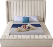 Channel tufting / storage cream velvet modern bed by Meridian additional picture 2