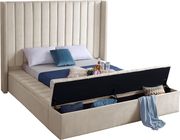 Channel tufting / storage cream velvet modern bed by Meridian additional picture 4