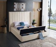 Channel tufting / storage cream velvet modern bed by Meridian additional picture 5