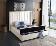 Channel tufting / storage cream velvet king bed by Meridian additional picture 3