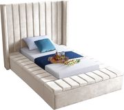 Channel tufting / storage cream velvet twin bed by Meridian additional picture 2