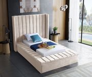 Channel tufting / storage cream velvet twin bed by Meridian additional picture 3