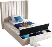 Channel tufting / storage cream velvet twin bed by Meridian additional picture 4