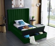 Channel tufting / storage green velvet twin bed by Meridian additional picture 5