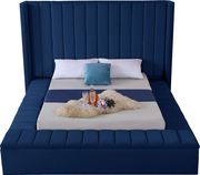 Channel tufting / storage navy velvet modern bed by Meridian additional picture 2