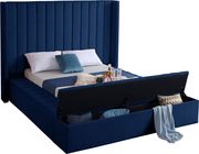 Channel tufting / storage navy velvet king bed by Meridian additional picture 5