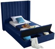 Channel tufting / storage navy velvet twin bed by Meridian additional picture 4