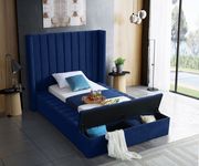 Channel tufting / storage navy velvet twin bed by Meridian additional picture 5