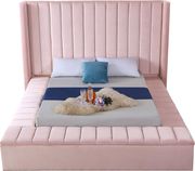 Channel tufting / storage pink velvet modern bed by Meridian additional picture 2