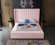 Channel tufting / storage pink velvet modern bed by Meridian additional picture 3