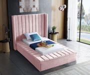 Channel tufting / storage pink velvet twin bed by Meridian additional picture 3