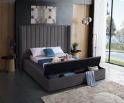 Channel tufting / storage gray velvet modern bed by Meridian additional picture 5