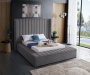 Channel tufting / storage gray velvet king bed by Meridian additional picture 3