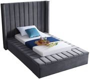Channel tufting / storage gray velvet twin bed by Meridian additional picture 2
