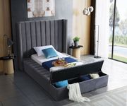 Channel tufting / storage gray velvet twin bed by Meridian additional picture 5