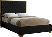 Modern gold legs/trim tufted bed in black velvet by Meridian additional picture 2