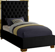 Modern gold legs/trim tufted bed in black velvet by Meridian additional picture 2