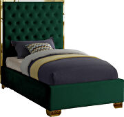 Modern gold legs/trim tufted twin bed in green velvet by Meridian additional picture 2