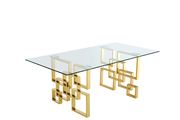 Glass top / golden metal base dining table by Meridian additional picture 2