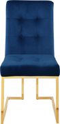 Gold base / tufted blue velvet dining chair by Meridian additional picture 2