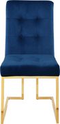 Gold base / tufted blue velvet dining chair additional photo 2 of 3