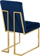 Gold base / tufted blue velvet dining chair by Meridian additional picture 4