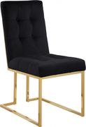 Gold base / tufted black velvet dining chair by Meridian additional picture 3