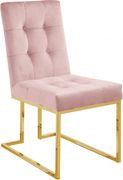 Gold base / tufted pink velvet dining chair by Meridian additional picture 3