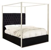 Velvet fabric canopy bed in modern style by Meridian additional picture 2