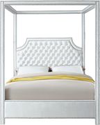 Canopy white velvet fabric king bed in modern style by Meridian additional picture 2