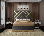 Gold metal / gray velvet contemporary bed by Meridian additional picture 3