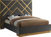 Gold metal / gray velvet contemporary king bed by Meridian additional picture 3
