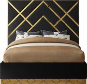 Gold metal / black velvet contemporary bed additional photo 2 of 3