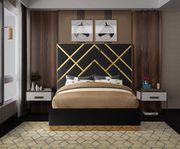 Gold metal / black velvet contemporary bed additional photo 3 of 3
